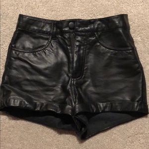 Black leather shorts